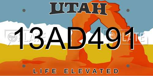 13AD491 Utah License Plate
