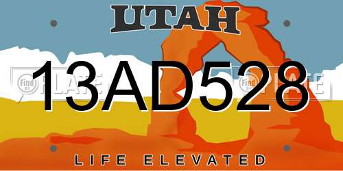 13AD528 Utah License Plate
