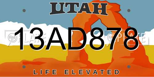 13AD878 Utah License Plate
