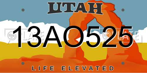 13AO525 Utah License Plate