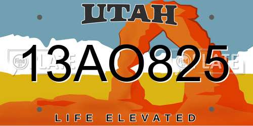13AO825 Utah License Plate