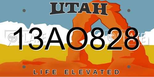 13AO828 Utah License Plate