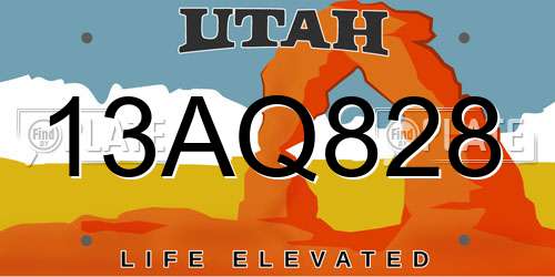 13AQ828 Utah License Plate