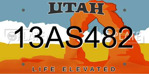 13AS482 Utah License Plate