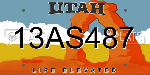 13AS487 Utah License Plate