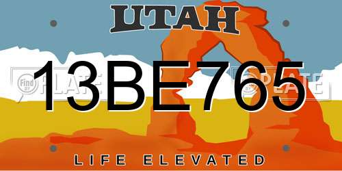 13BE765 Utah License Plate