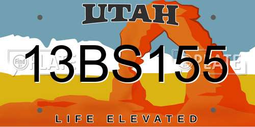 13BS155 Utah License Plate