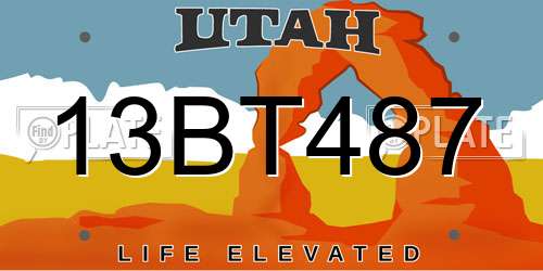13BT487 Utah License Plate