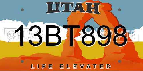 13BT898 Utah License Plate
