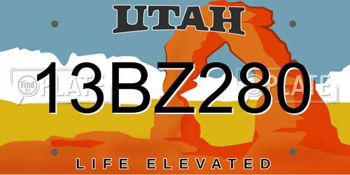 13BZ280 Utah License Plate