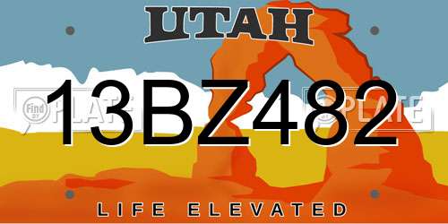 13BZ482 Utah License Plate