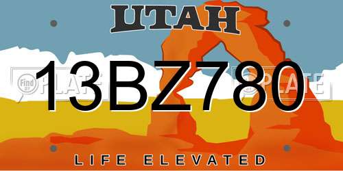 13BZ780 Utah License Plate