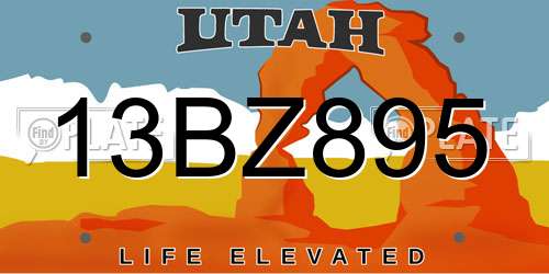 13BZ895 Utah License Plate