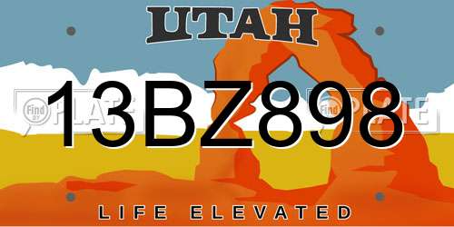 13BZ898 Utah License Plate