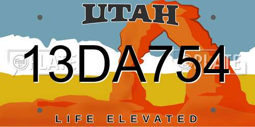 13DA754 Utah License Plate