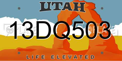 13DQ503 Utah License Plate