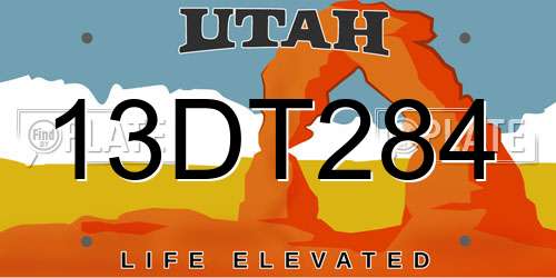 13DT284 Utah License Plate