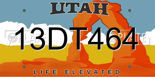 13DT464 Utah License Plate