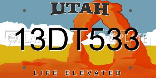 13DT533 Utah License Plate