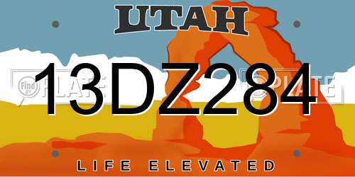 13DZ284 Utah License Plate