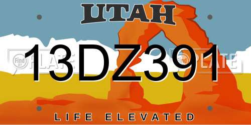 13DZ391 Utah License Plate