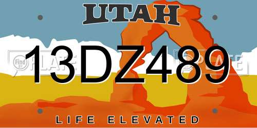 13DZ489 Utah License Plate