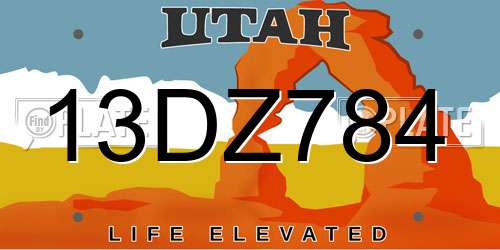 13DZ784 Utah License Plate