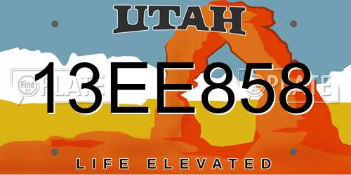 13EE858 Utah License Plate