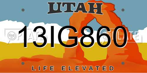 13IG860 Utah License Plate