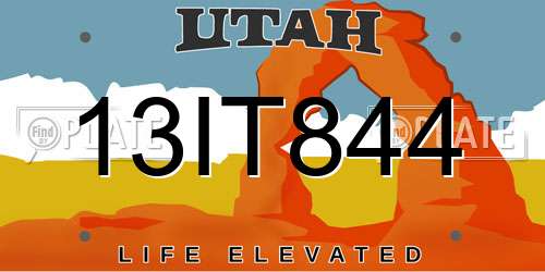 13IT844 Utah License Plate