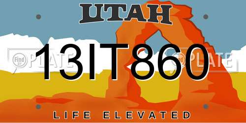 13IT860 Utah License Plate
