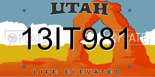 13IT981 Utah License Plate