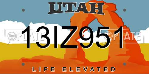 13IZ951 Utah License Plate