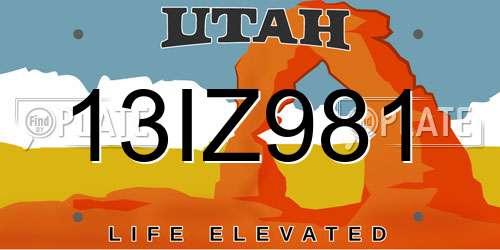 13IZ981 Utah License Plate