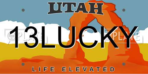 13LUCKY Utah License Plate