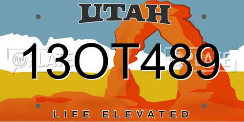 13OT489 Utah License Plate