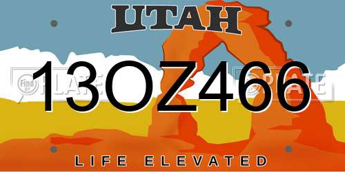 13OZ466 Utah License Plate