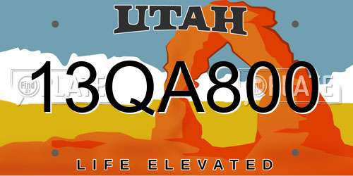 13QA800 Utah License Plate
