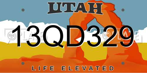 13QD329 Utah License Plate