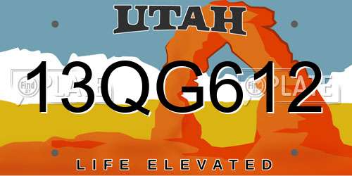 13QG612 Utah License Plate