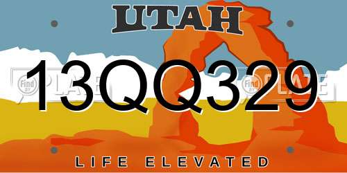 13QQ329 Utah License Plate