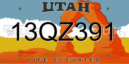 13QZ391 Utah License Plate