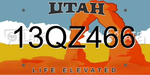 13QZ466 Utah License Plate