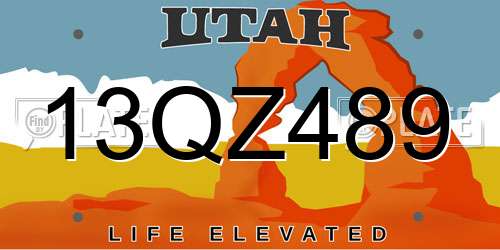13QZ489 Utah License Plate