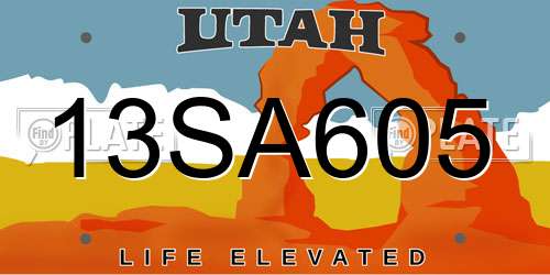 13SA605 Utah License Plate