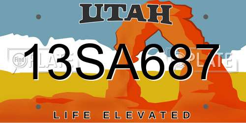 13SA687 Utah License Plate