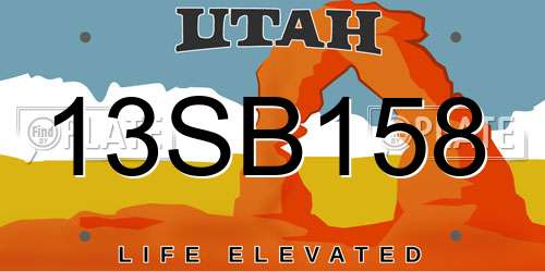 13SB158 Utah License Plate