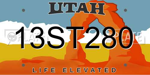 13ST280 Utah License Plate