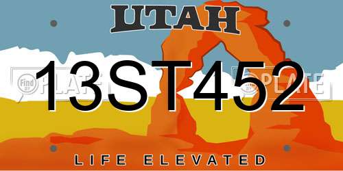13ST452 Utah License Plate