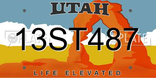 13ST487 Utah License Plate